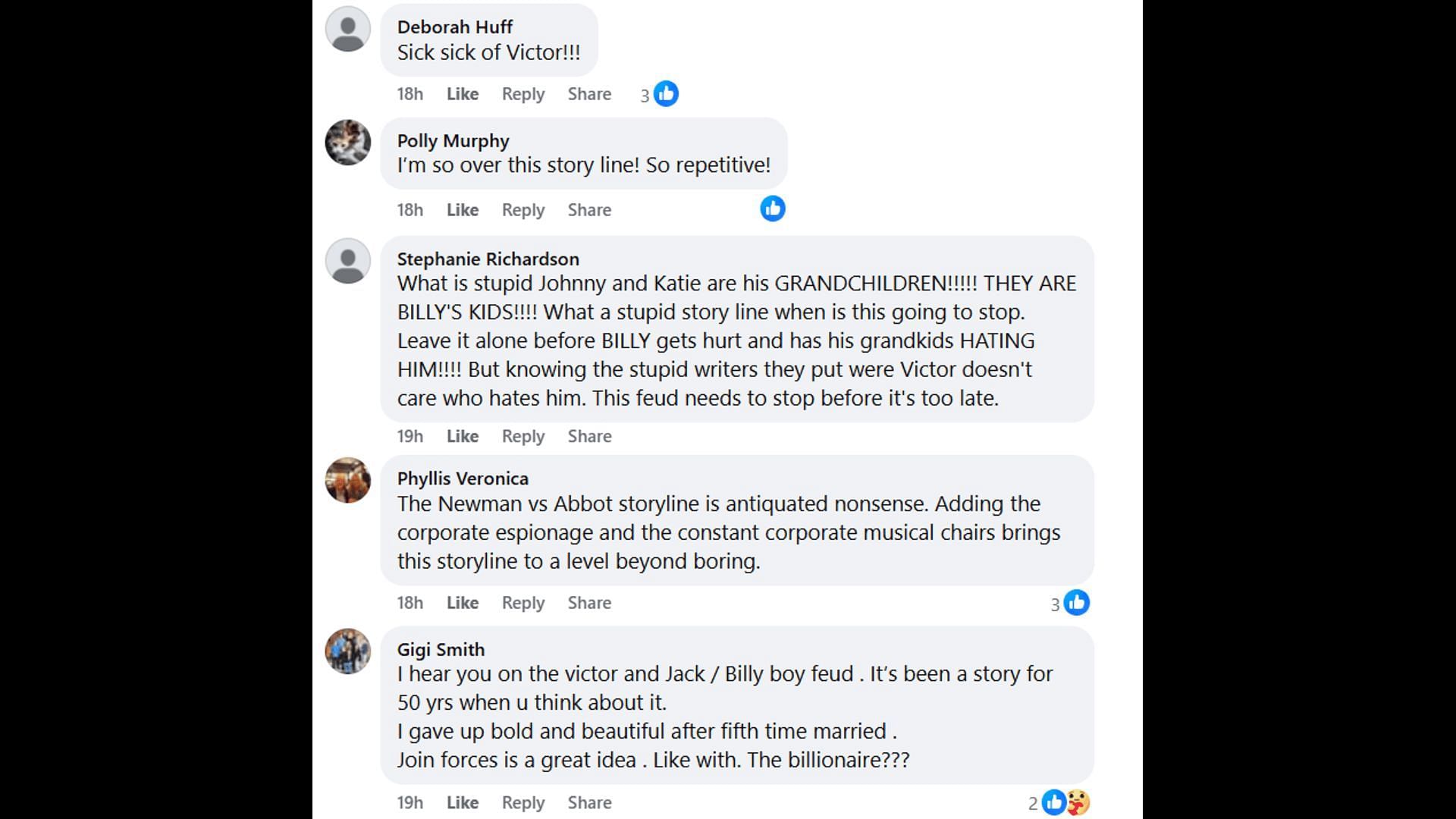 Fans slam the show's storyline (Image via Facebook/The Young and the Restless)